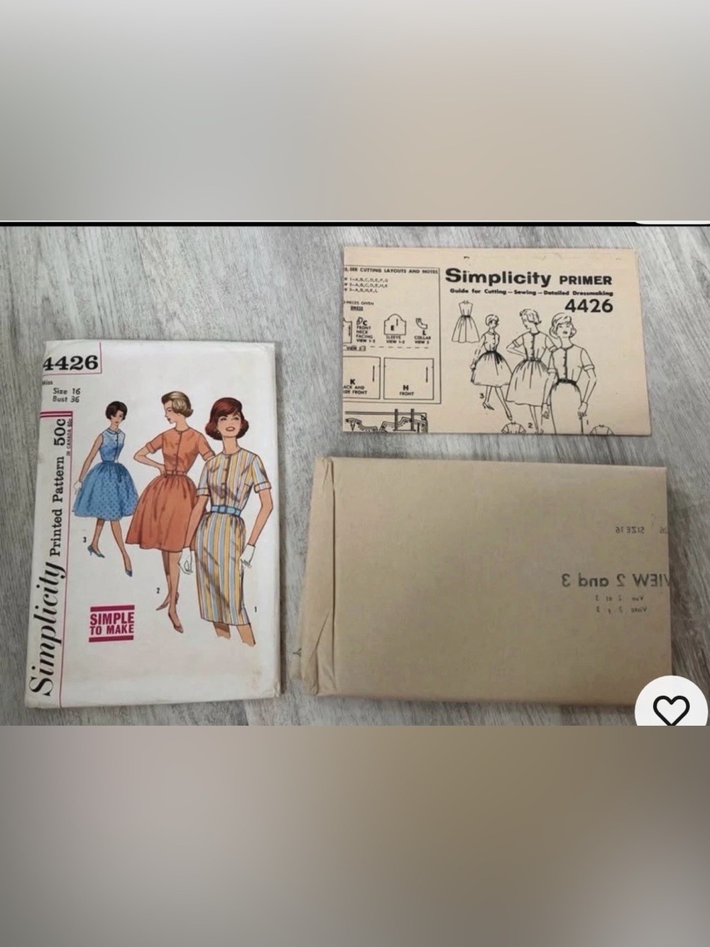Uncut Vintage 1960s Simplicity  sewing patterns 4426 Sz 16  Bust 36